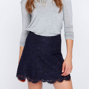 Navy Blue Lace Skirt